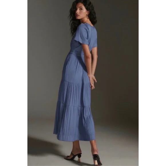 Anthropologie Dress Women Small The Somerset Maxi Blue Tiered Boho Romantic Flow - Picture 4 of 13